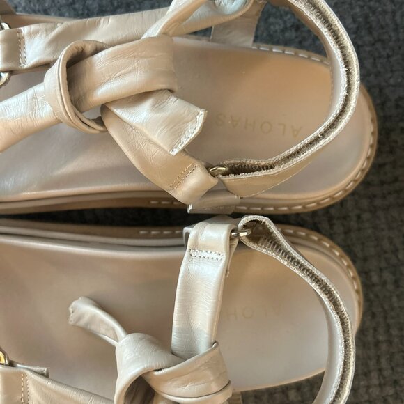ALOHA SANDALS - Tied Together Stone & Beige - Size 38 / 7.5 US - NEVER WORN - Picture 5 of 8